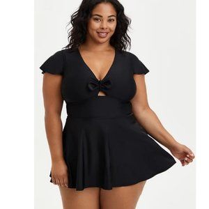 Torrid Skater Swimsuit w/ Flutter Sleeves - NWT Black Size Torrid 0  /  L  / 12